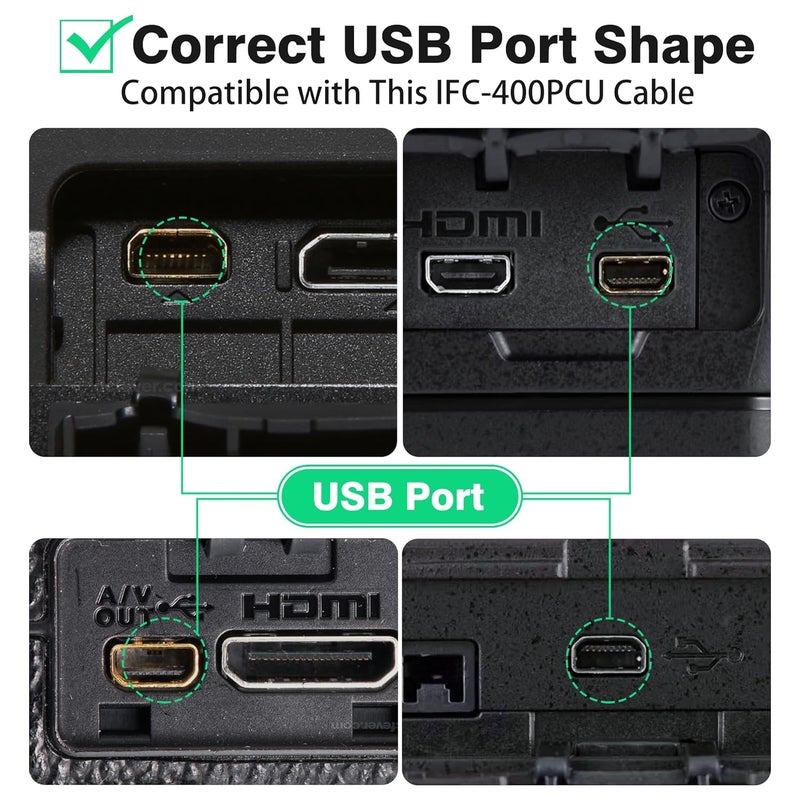 AGVEE 6.6ft USB Mini 8 Pin Charger Transfer Cable for Nikon UC-E6/E16/E17/E23 Camera Coolpix L22 B500 AW100 D750 D3300 D3200 S9500 S9300 S9100 S6800 S6200, Sony Cybershot W830 W800, Black - Image 3